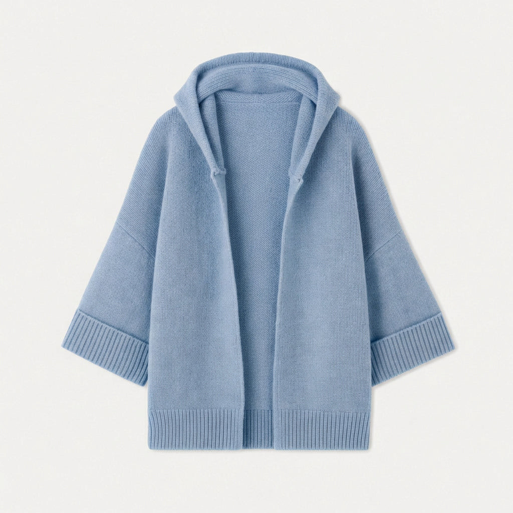 Women's Hooded Open Oversized Cardigan – 3/4 Sleeves