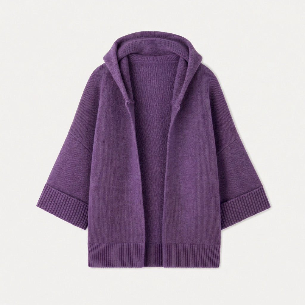 Women's Hooded Open Oversized Cardigan – 3/4 Sleeves