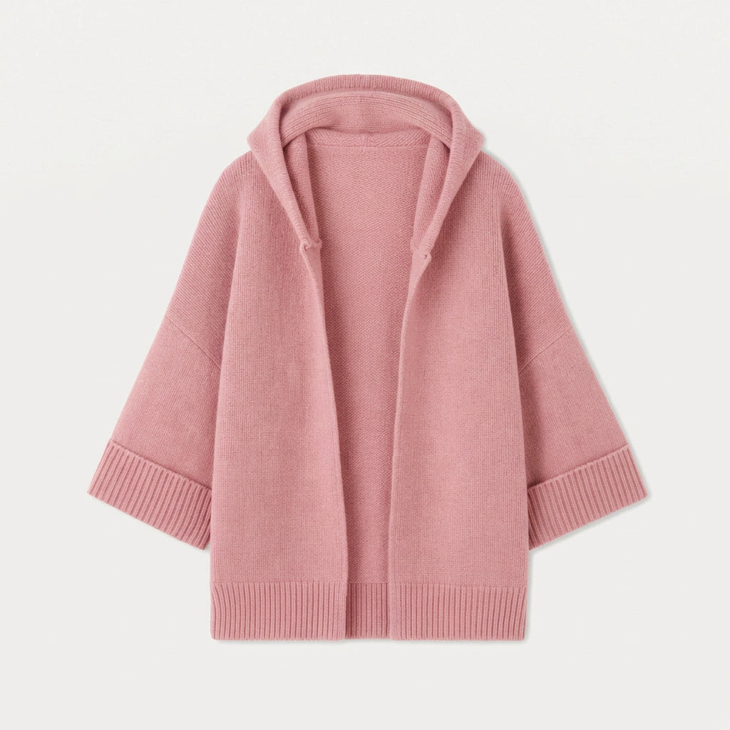 Women's Hooded Open Oversized Cardigan – 3/4 Sleeves