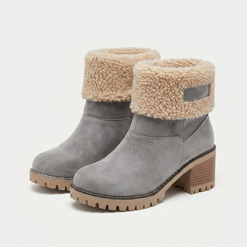 Women's Sherpa Cuff Lug-Sole Mid-Calf Boot – Block Heel