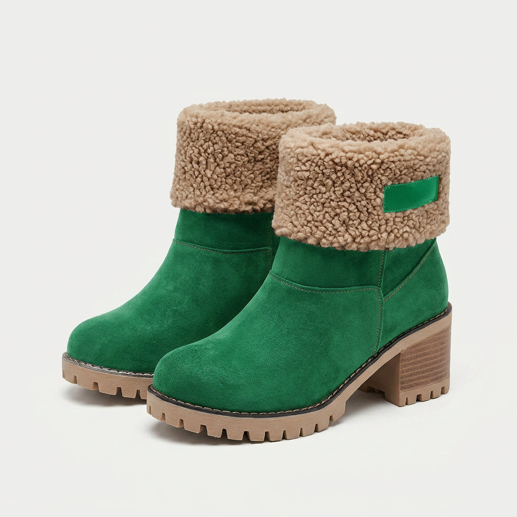 Women's Sherpa Cuff Lug-Sole Mid-Calf Boot – Block Heel