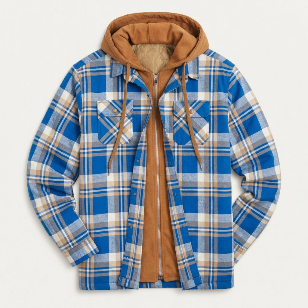 Men's Plaid Hooded Shirt Jacket – Quilted Lining