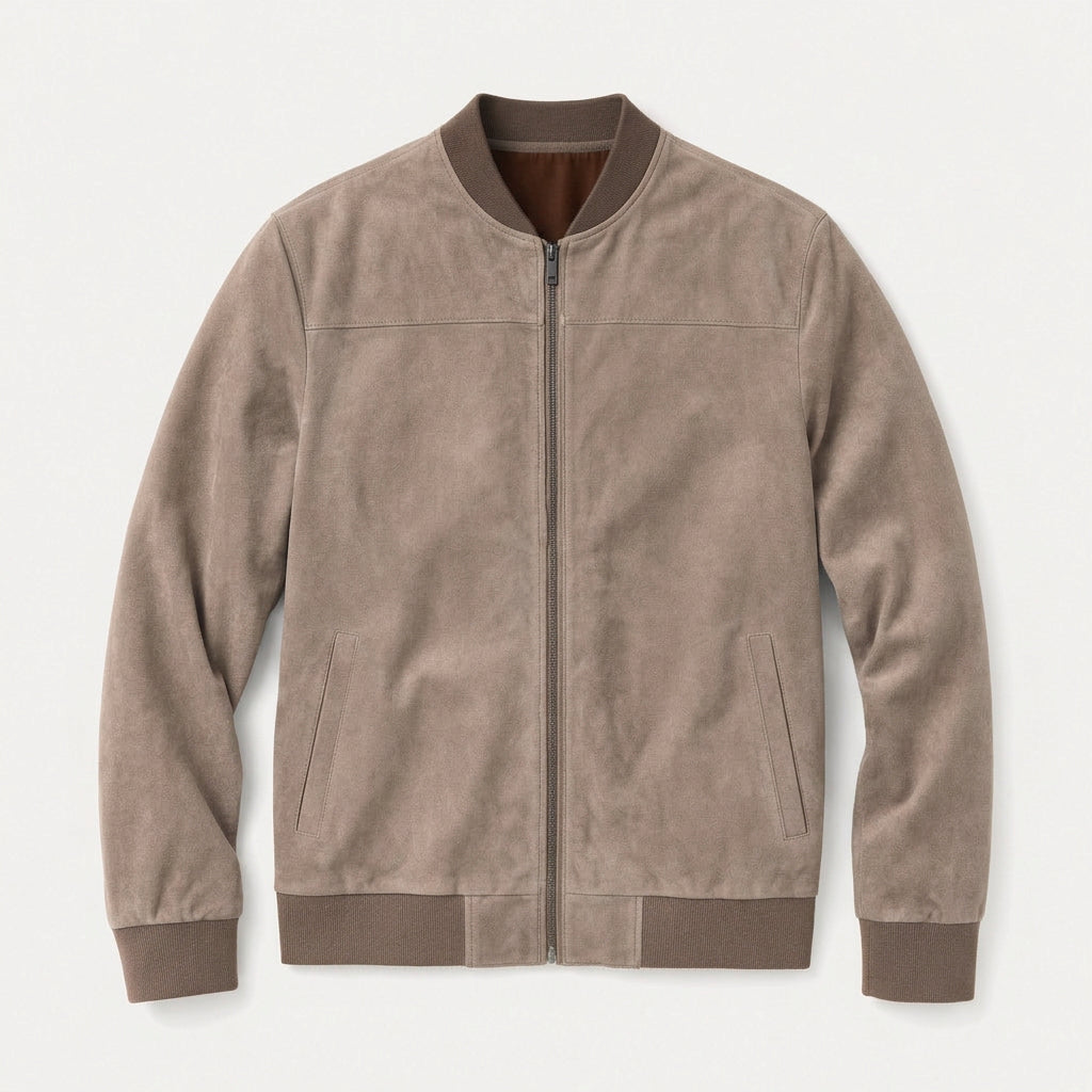 Men's Washed Bomber Jacket – Ribbed Trim