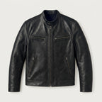 Men's Fitted Faux Leather Jacket – Zip Pockets