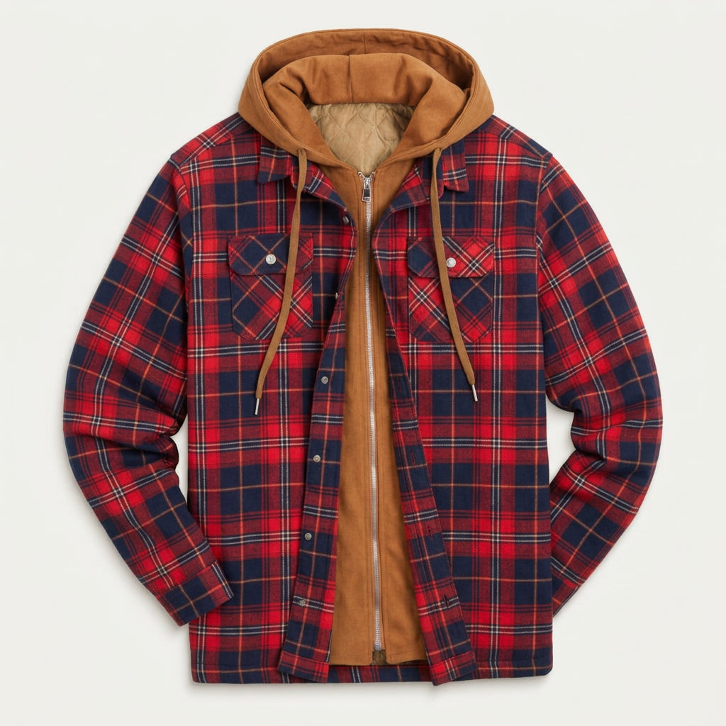 Men's Plaid Hooded Shirt Jacket – Quilted Lining