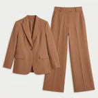 Women's Tailored Suit – Single-Breasted Blazer, Wide-Leg Trousers