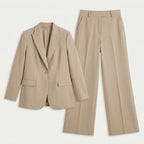 Women's Tailored Suit – Single-Breasted Blazer, Wide-Leg Trousers