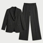 Women's Tailored Suit – Single-Breasted Blazer, Wide-Leg Trousers