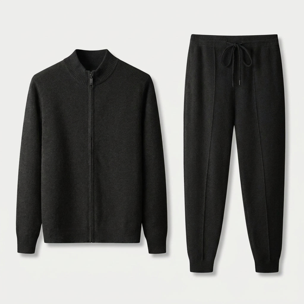 Men's Cashmere Zip Cardigan & Jogger Set – Relaxed Fit
