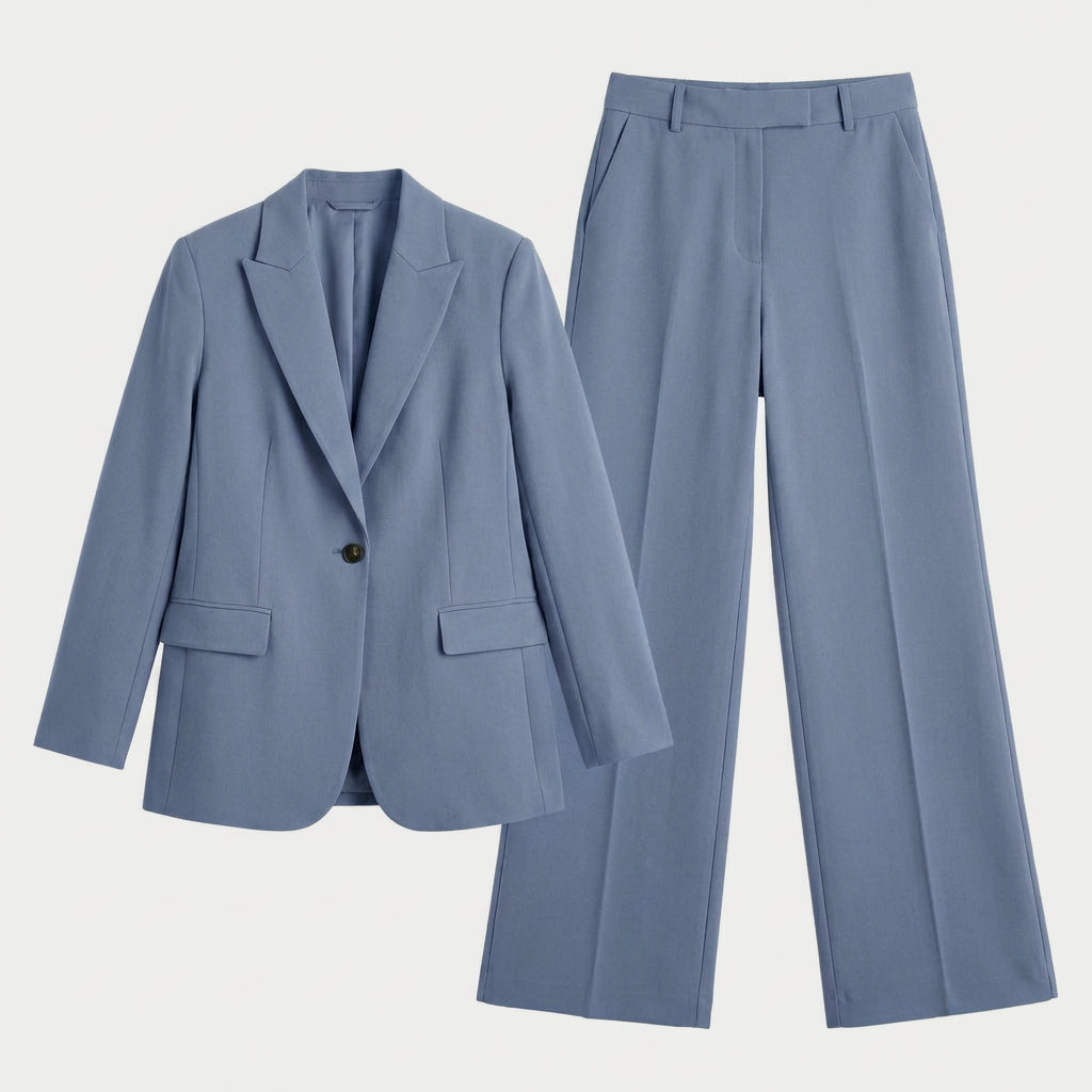 Women's Tailored Suit – Single-Breasted Blazer, Wide-Leg Trousers