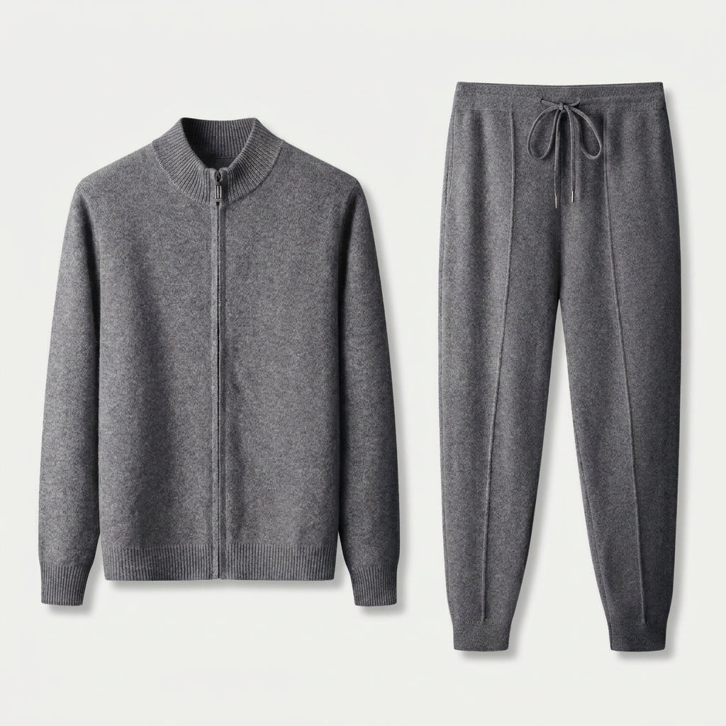 Men's Cashmere Zip Cardigan & Jogger Set – Relaxed Fit