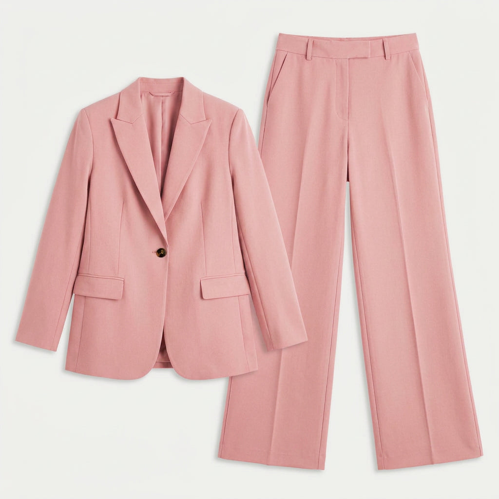 Women's Tailored Suit – Single-Breasted Blazer, Wide-Leg Trousers