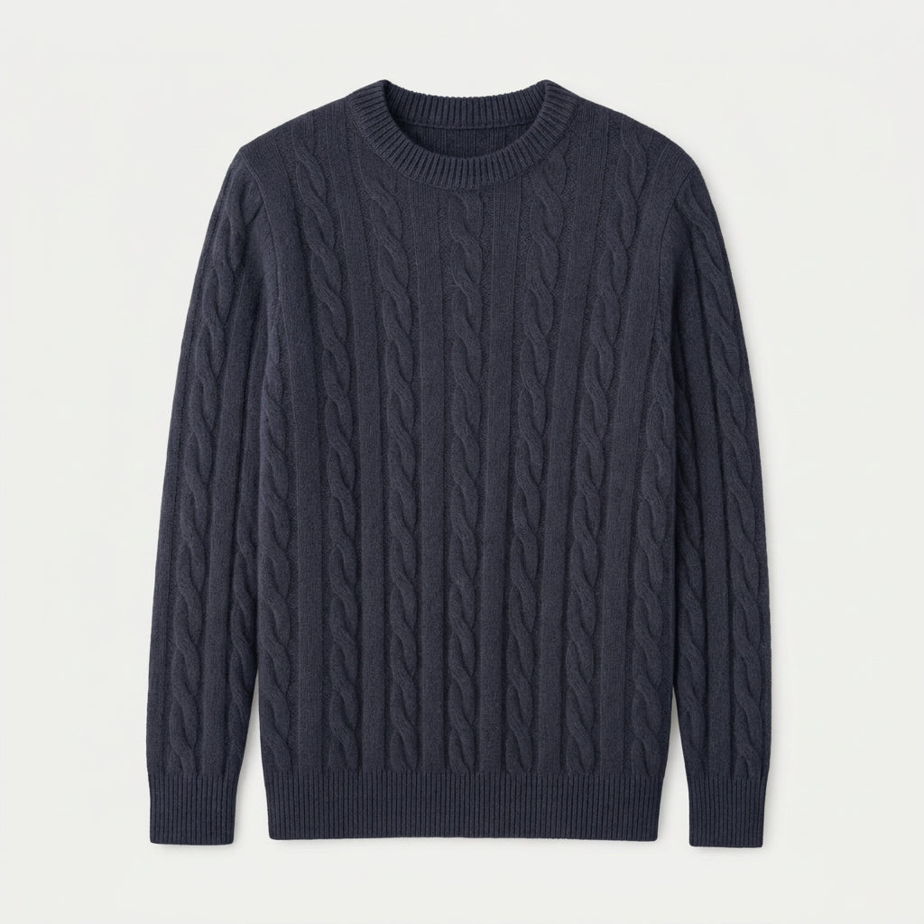 Men's Classic Cable Knit Crew Sweater – Textured