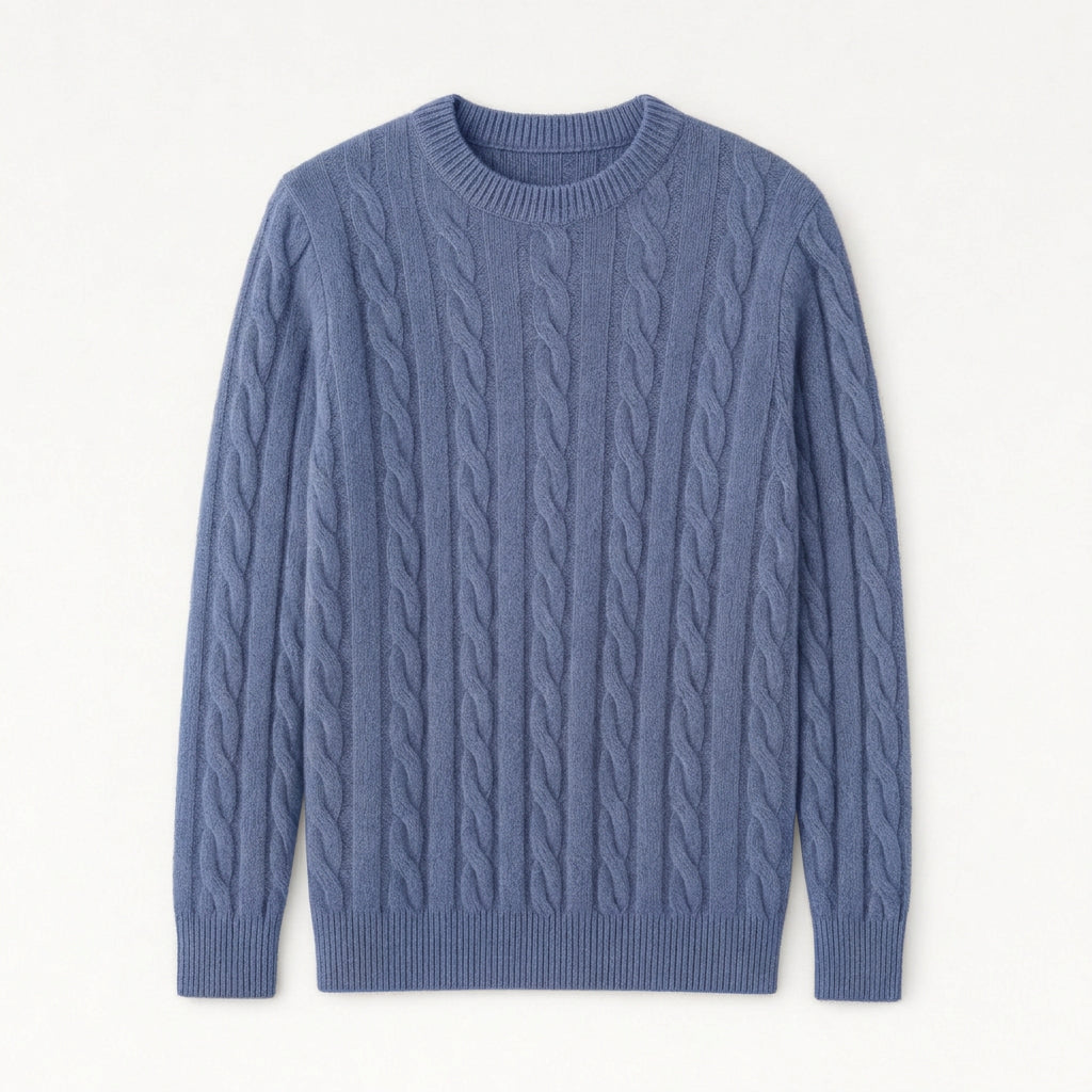 Men's Classic Cable Knit Crew Sweater – Textured