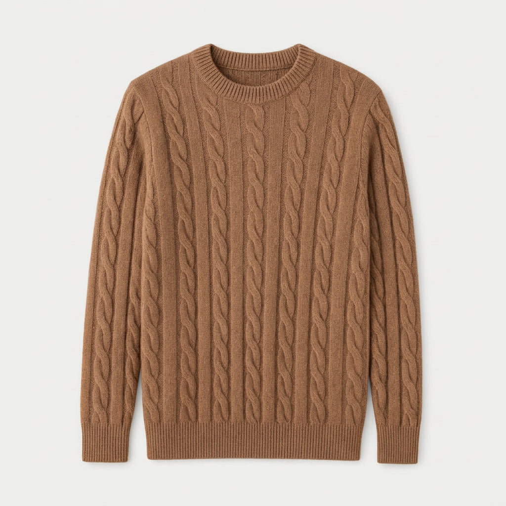 Men's Classic Cable Knit Crew Sweater – Textured
