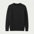 Men's Classic Cable Knit Crew Sweater – Textured
