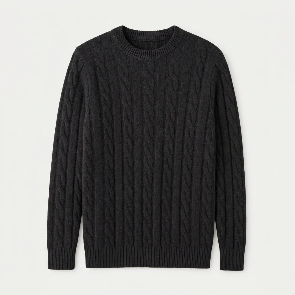 Men's Classic Cable Knit Crew Sweater – Textured