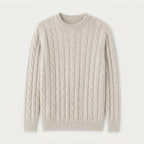 Men's Classic Cable Knit Crew Sweater – Textured