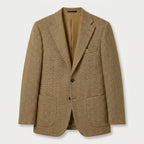 Men's Herringbone Two-Button Blazer – Textured Wool Blend