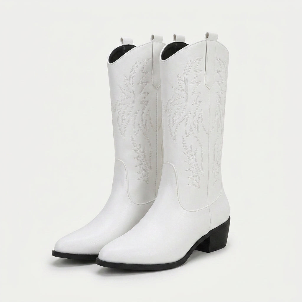 Women's Western Boots – Embroidered, Mid-Calf