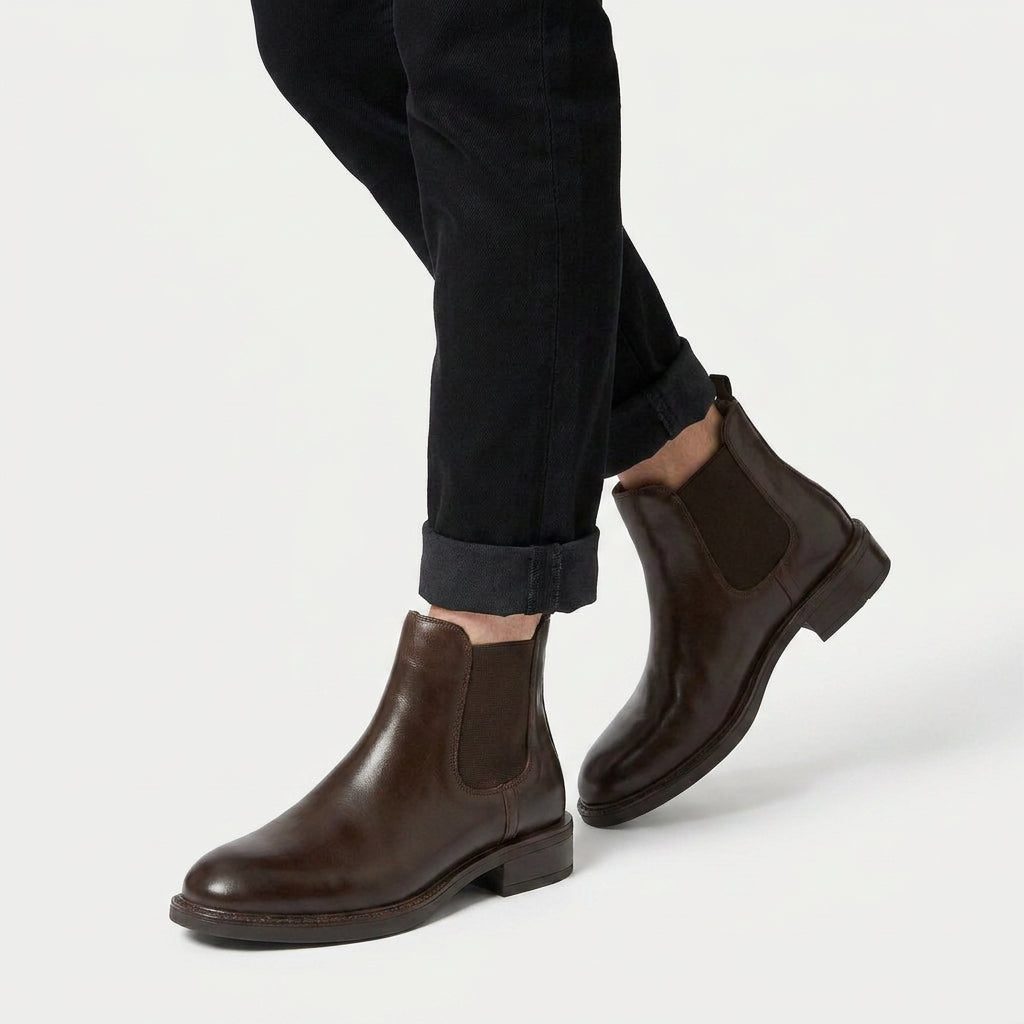 Men's Faux Leather Chelsea Boots – Elastic Side Panels