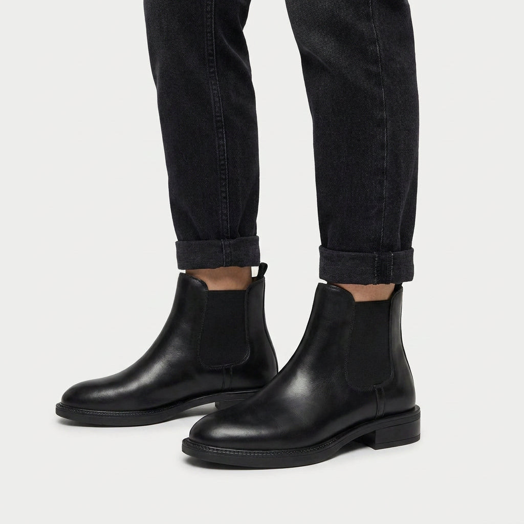 Men's Faux Leather Chelsea Boots – Elastic Side Panels