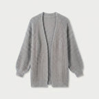 Women's Chunky Knit Cardigan – Open Front, Balloon Sleeve