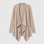 Women's Waterfall Cardigan – Ribbed Knit, Draped Front
