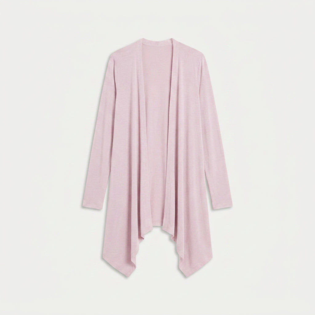 Women's Draped Jersey Cardigan – Open Front, Longline