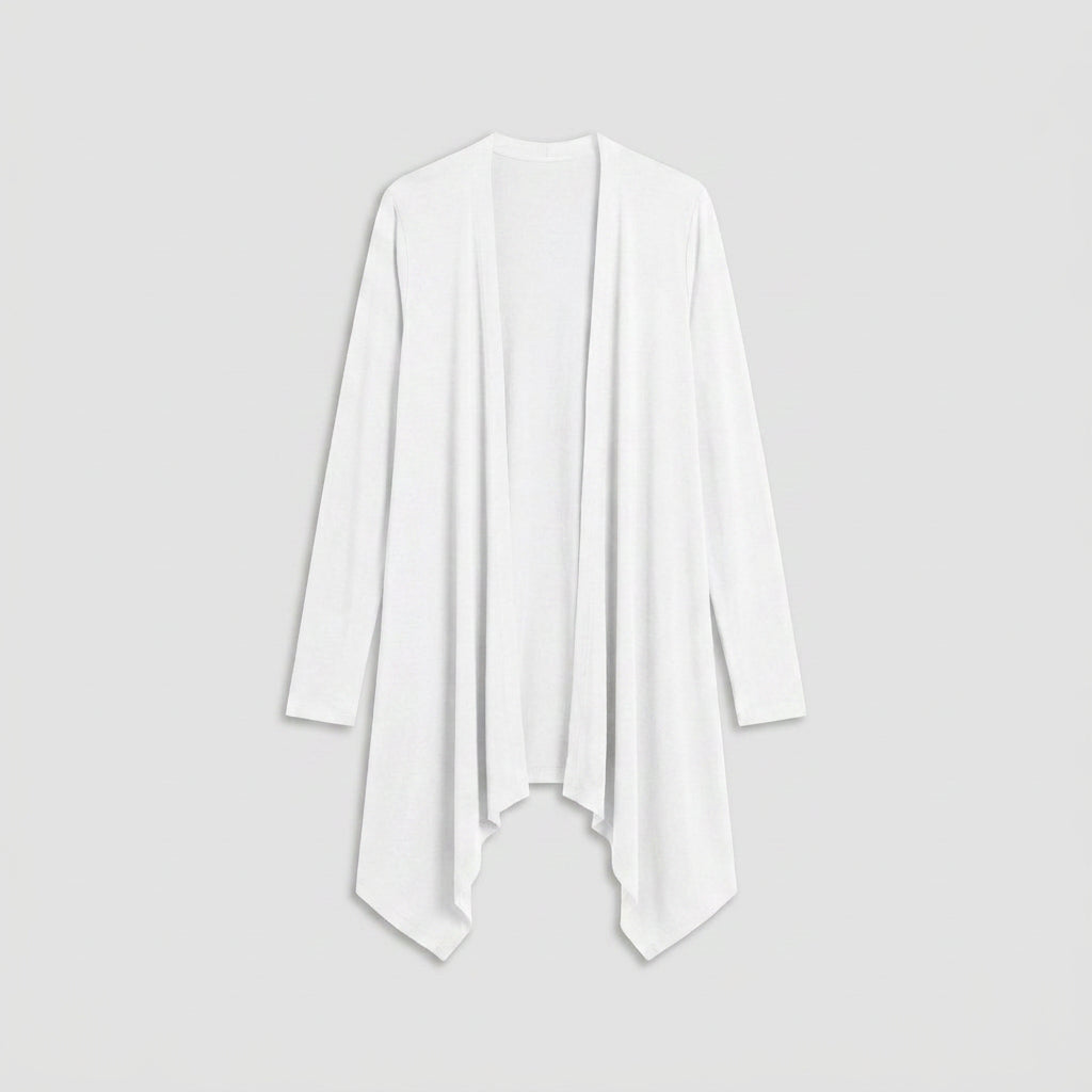 Women's Draped Jersey Cardigan – Open Front, Longline