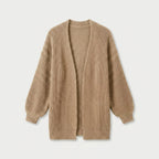 Women's Chunky Knit Cardigan – Open Front, Balloon Sleeve