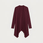 Women's Draped Jersey Cardigan – Open Front, Longline
