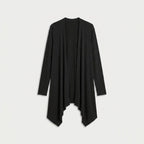 Women's Draped Jersey Cardigan – Open Front, Longline
