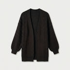 Women's Chunky Knit Cardigan – Open Front, Balloon Sleeve