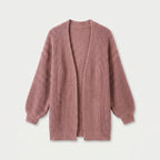 Women's Chunky Knit Cardigan – Open Front, Balloon Sleeve
