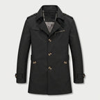 Men's Short Trench Coat – Single-Breasted, Cotton Blend