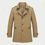 Men's Short Trench Coat – Single-Breasted, Cotton Blend