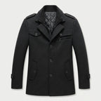 Men's Wool-Blend Field Jacket – Warm, Layered Stand Collar