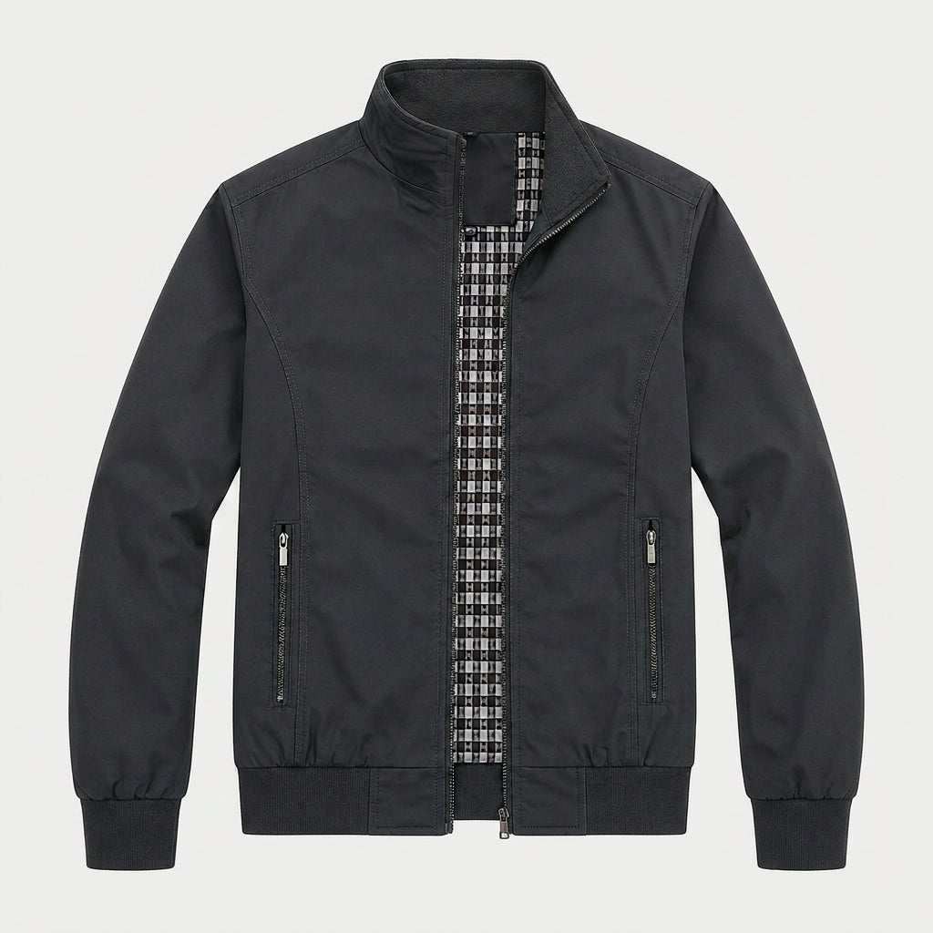 Men's Lightweight Zip-Up Bomber Jacket – Stand Collar