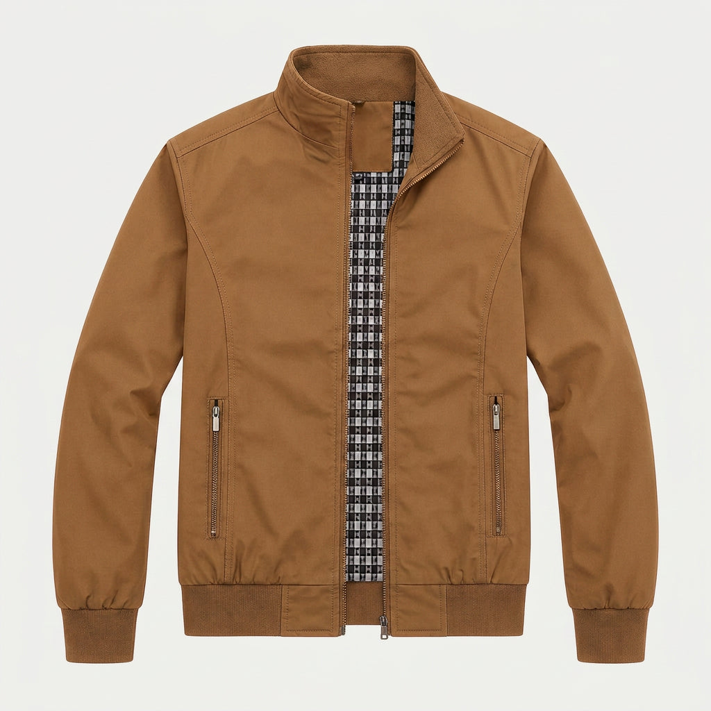 Men's Lightweight Zip-Up Bomber Jacket – Stand Collar