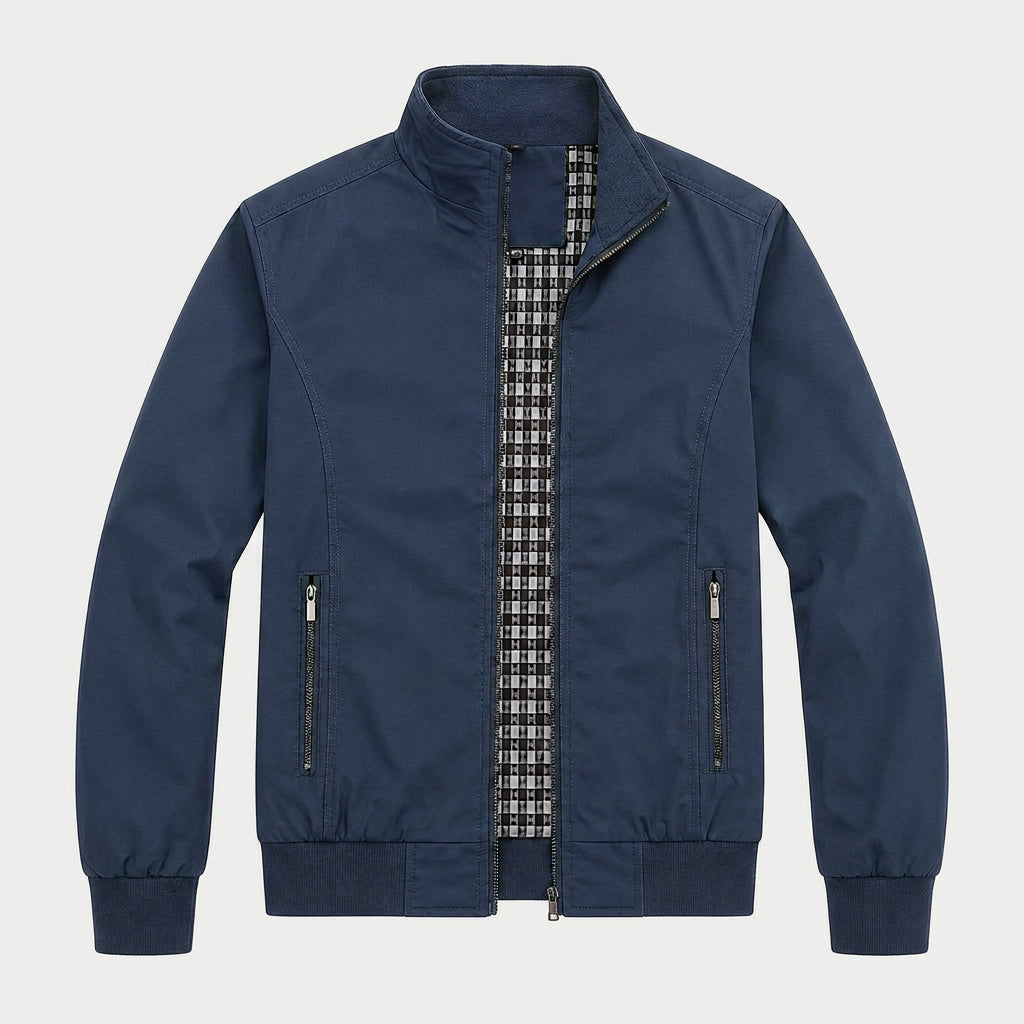 Men's Lightweight Zip-Up Bomber Jacket – Stand Collar
