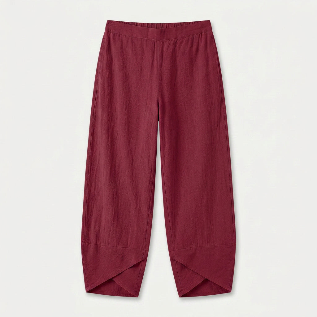 Women's Cropped Barrel Pants – Elastic Waist, Tulip Hem