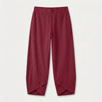 Women's Cropped Barrel Pants – Elastic Waist, Tulip Hem
