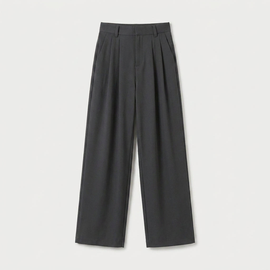 Women's Pleated Wide-Leg Trousers – High Waist