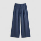 Women's Linen-Blend Wide-Leg Pants – Pleated, High Rise