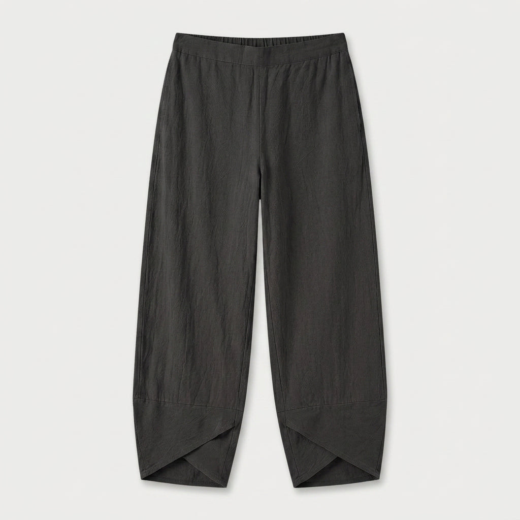 Women's Cropped Barrel Pants – Elastic Waist, Tulip Hem