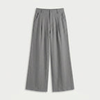 Women's Linen-Blend Wide-Leg Pants – Pleated, High Rise