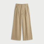 Women's Linen-Blend Wide-Leg Pants – Pleated, High Rise