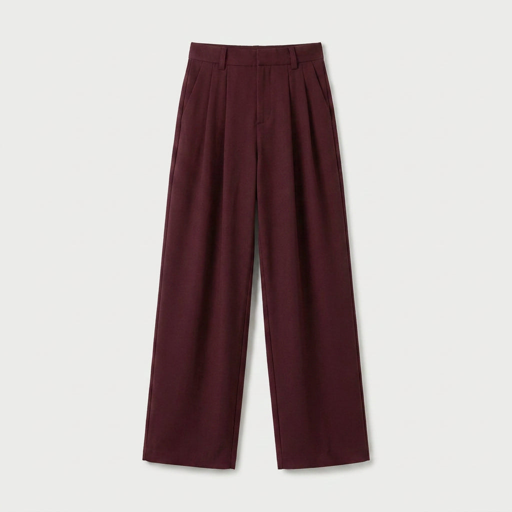 Women's Pleated Wide-Leg Trousers – High Waist