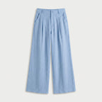 Women's Linen-Blend Wide-Leg Pants – Pleated, High Rise